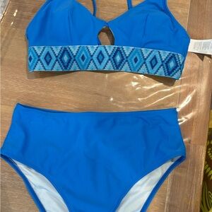 Blue Bikini Set with Geometric Band